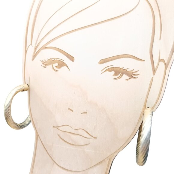 Gold Tone Vintage Fancy Twist Hoop Earrings Bold and Chunky Chic - Picture 3 of 4